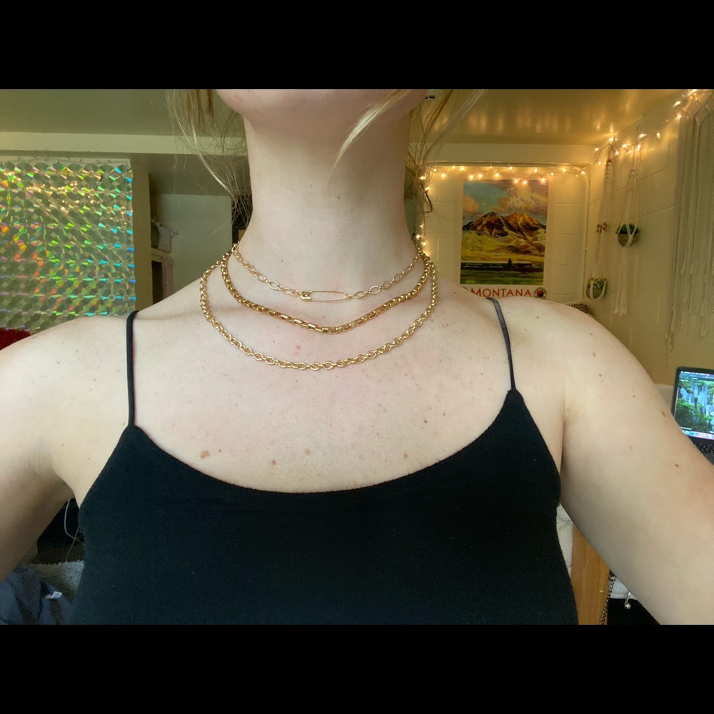 3 piece gold necklace set (all separate pieces )